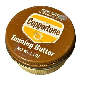 Vintage Coppertone Tanning Butter Cocoa Butter Coconut Oil 1 5/8 oz Tin